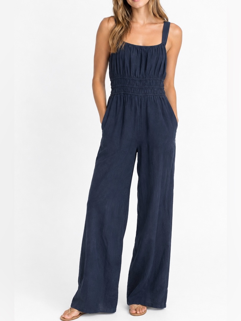 Madewell Sophie Linen Tank Wide Leg Jumpsuit S Coastal Granddaughter Minimalist